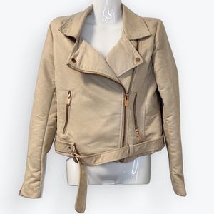 LC Lauren Conrad Faux Suede Cream Pink Rose Gold Jacket (Size 8, fits like a M)